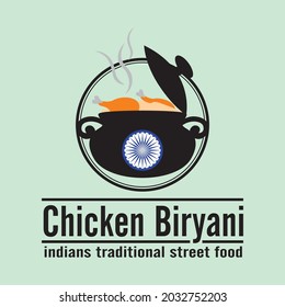 chicken biryani logo vector - indian street food - traditional culinary - business mascot brand