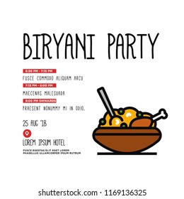chicken biryani night invitation date venue stock vector royalty