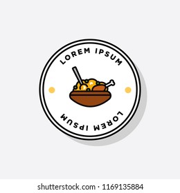Chicken Biryani Pot Badge or Sticker Flat Style Design Vector Illustration