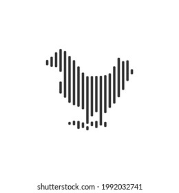 Chicken black barcode line icon vector on white background.