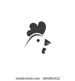 Chicken black icon. Animal head. Farm sign isolated on the white background