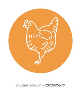 Chicken black line icon. Farm animals. Pictogram for web page, mobile app, promo.
