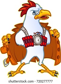 Chicken Bomber Opening Its Coat and Ready to Trigger the Bomb