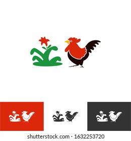 chicken bowl meat mangkuk ayam chicken grass flower symbol icon illustration