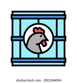 chicken in box color icon vector. chicken in box sign. isolated symbol illustration