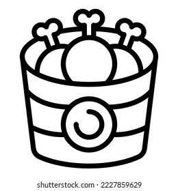 Vector de contorno de icono del cuadro de pollo. Menú japonés. Arroz rollo