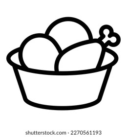 Chicken box icon outline vector. Nugget food. Fast meat