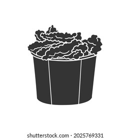 Chicken Box Icon Silhouette Illustration. Fast Food Vector Graphic Pictogram Symbol Clip Art. Doodle Sketch Black Sign.