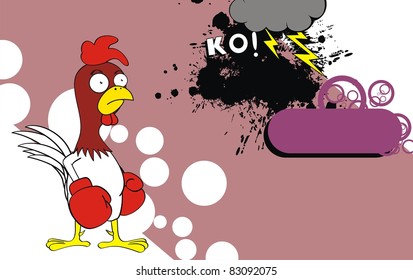 chicken boxing cartoon background in vector format