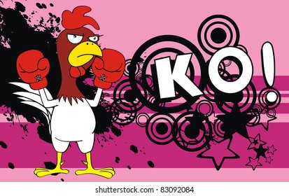 chicken boxing cartoon background in vector format