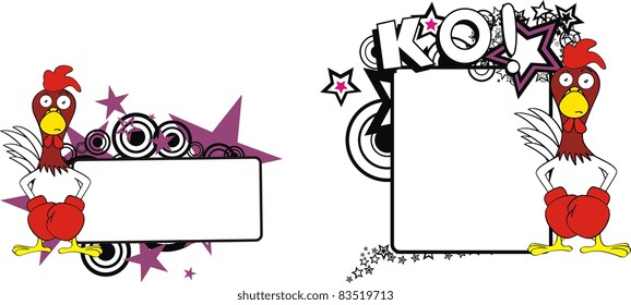 chicken boxing cartoon copyspace in vector format