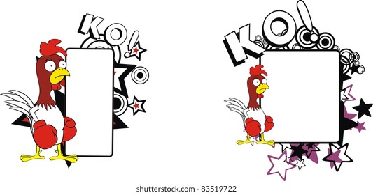 chicken boxing cartoon copyspace in vector format