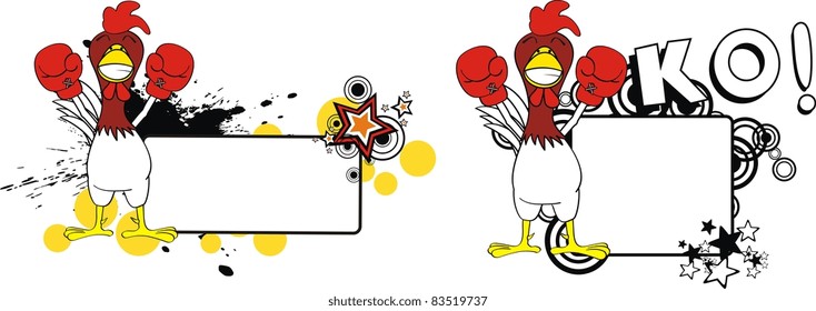 chicken boxing cartoon copyspace in vector format