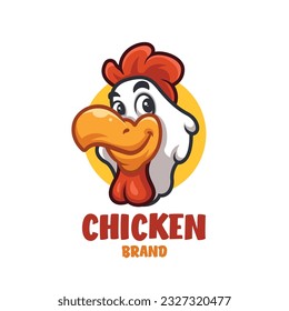 Chicken Brand Cartoon Head Illustration Icon Logo Design