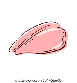 Filete de peito de frango em estilo desenhado à mão. Projeto de produção de carne de proteína para talho, design de pacote de entrega. Isolado em um fundo branco.