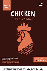 Chicken Breast fillets label is completely editable vector label good for butcher shops, farms, meat business etc. hen icon having typography will have a good impact on food business. 