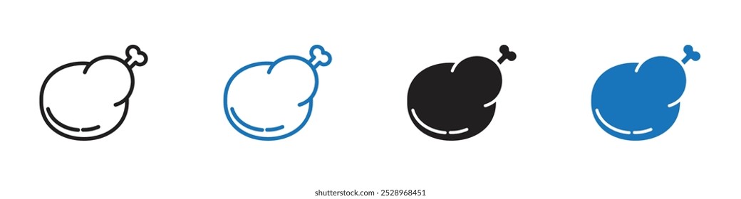 Chicken broast icon linear graphics set vector in black