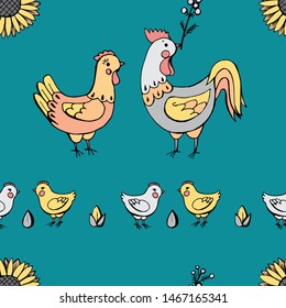 chicken brood on a turquoise background