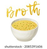 Chicken broth vector icon isolated on white background, bouillon soup cartoon food illustration