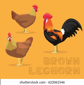 Chicken Brown Leghorn Cartoon Vector Illustration