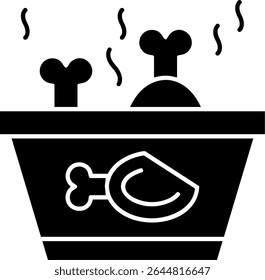 Chicken Bucket Glyph Vector Icon Design