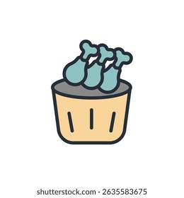 chicken bucket icon collection .design style with background