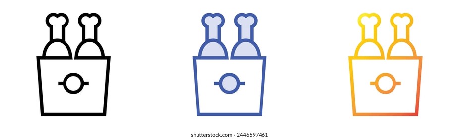 icono del cubo de pollo. Diseño de estilo de relleno lineal, azul y degradado aislado sobre fondo blanco