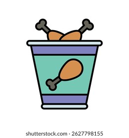 ícone de balde de frango com fundo branco vetor ilustração stock