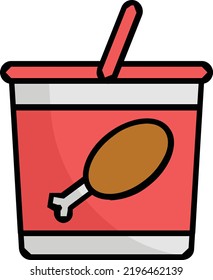 concepto vectorial del balde de pollo sobre fondo blanco. icono de ilustración aislada
