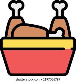 chicken bucket vector on white background. isolated Vector icon