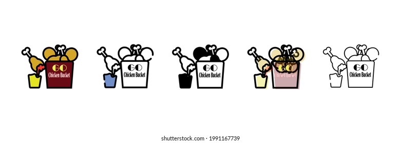 chicken bucket vector type icon