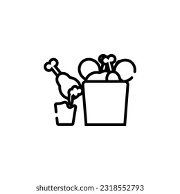 chicken bucket vector type icon