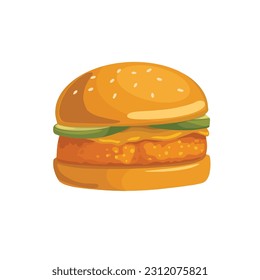 Aspecto 3D de la hamburguesa de pollo Ilustración vectorial
