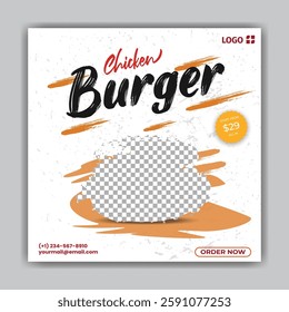Chicken Burger best white background social media poster.
