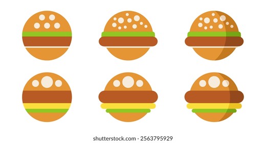 Chicken burger icon set. Chicken sandwich. Fast food icons. Vector illustration isolated on white background.