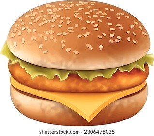 El icono de la hamburguesa de pollo es una representación simplificada y estilizada de una hamburguesa de pollo clásica. Normalmente, tiene dos formas redondeadas y agrupadas que representan la parte superior e inferior del bollo.