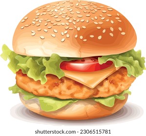 The chicken burger icon is a simplified, stylized representation of a classic chicken burger. Typically, it features two round, bunned shapes to represent the top and bottom of the bun. 