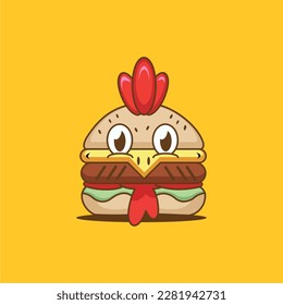 Chicken burger logo vector illustration fastfood