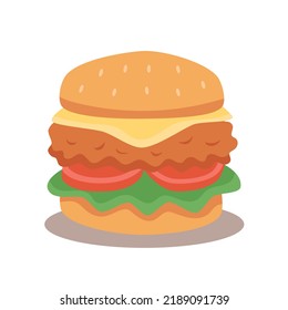 Chicken Burger Sandwich Vector Illustration