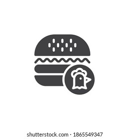 Hühnerburger Vektorsymbol. volles Flachzeichen für mobiles Konzept und Webdesign. Cheeseburger mit Hühnerglyph-Symbol. Symbol, Logo-Abbildung. Vektorgrafik