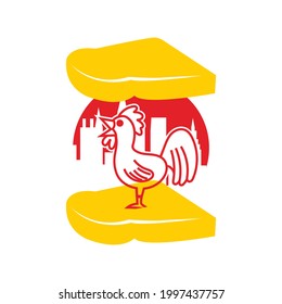 chicken and butter vector illustration for t shirt logo