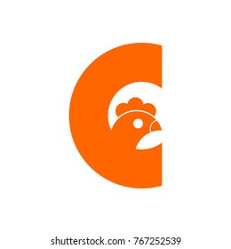 Chicken C alphabet logo design concept