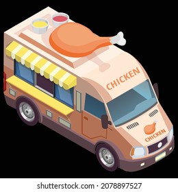 Chicken car icon vector isometric design