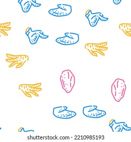 Chicken Carcass, Meat And Organs vector seamless pattern thin line illustration