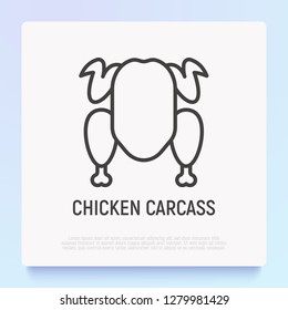 Chicken carcass thin line icon. Modern vector illustration.