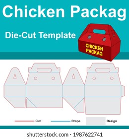 Chicken carton box design Mold Die Cut Template