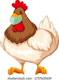 Chicken cartoon character wearing mask illustration - Shutterstock ID 1737635639