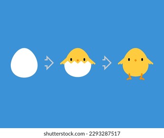 Chicken cartoon cute set. Little chicken Vector illustration