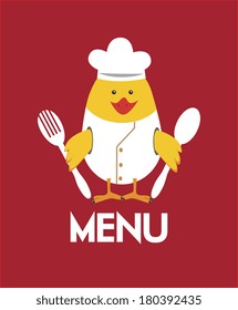 chicken cartoon design over red background vector illustration    