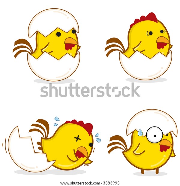 Chicken Cartoon Emoticon Series Born Stock Vector (Royalty Free) 3383995